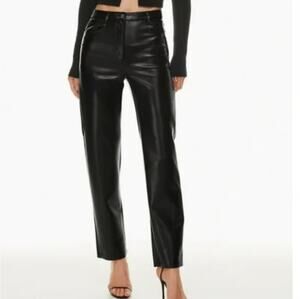 Wilfred The Melina Vegan Leather Pants Black Mid Rise Straight Leg Stretch Sz 00